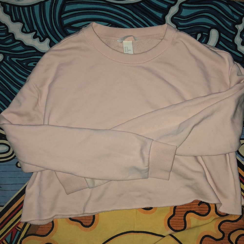 h&m pastel cropped crew neck sweatshirt